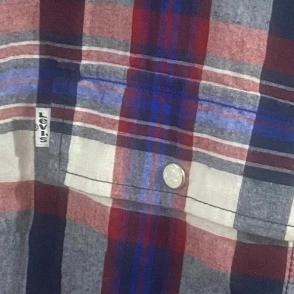 Levi’s Men’s XL Modern Fit Pearl Snap Long Sleeve Plaid Shirt - Picture 4 of 8